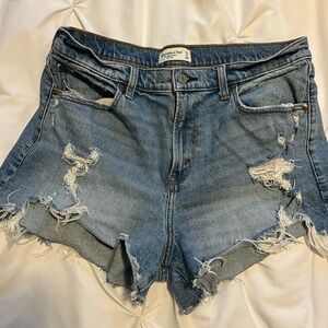 Abercrombie & Fitch Blue Distressed Jean Shorts